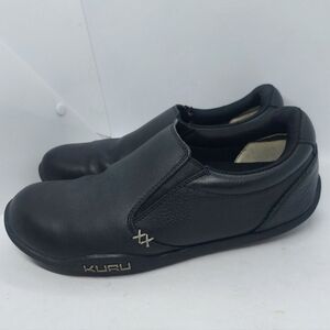 Kuru Kivi Black Leather Slip On Shoes Women's Size 9.5W Comfort Casual Loafers